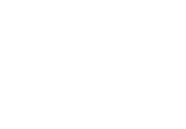 Black and white text reading Bianca Sherratt talent services